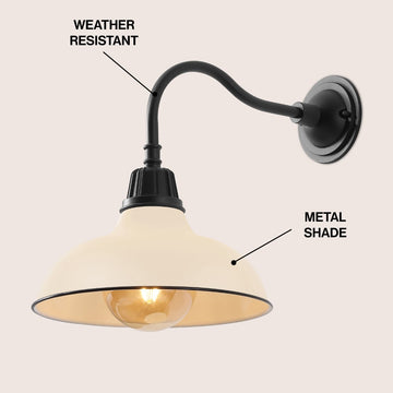 Aurora 12.25" Farmhouse Industrial Indoor/Outdoor Iron LED Gooseneck Arm Outdoor Sconce